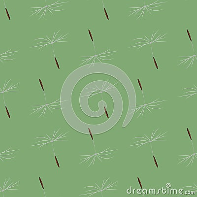 Simple seamless pattern with flying dandelion seeds or achenes on pappuses . Botanical vector illustration Cartoon Illustration