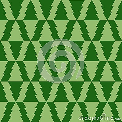 Simple seamless pattern of green Christmas trees. Two-color endless background for your design. Vector illustration Vector Illustration
