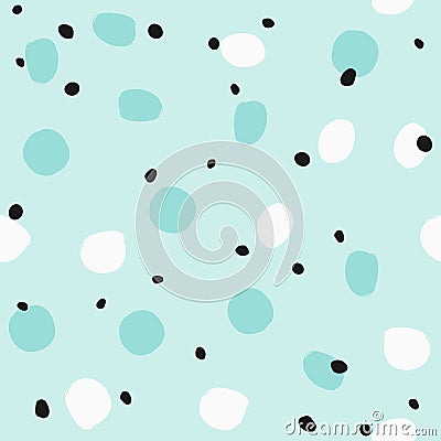 Simple seamless pattern with repeating round spots drawn by hand. Sketch, watercolor, paint. Vector Illustration