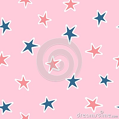 Simple seamless pattern with scattered stars. Vector Illustration