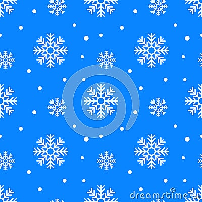 Simple seamless pattern with snowflakes. Winter endless background. Vector illustration Cartoon Illustration