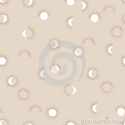 Simple seamless pattern of the sun. Minimalistic modern abstract pattern. Vector illustration for a minimalistic design. Modern el Vector Illustration