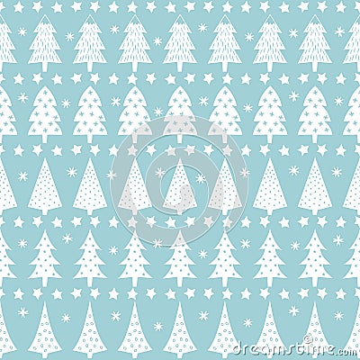 Simple seamless retro Christmas pattern - varied Xmas trees Vector Illustration