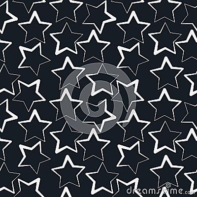 Simple seamless star shape vector pattern. Outlined background. Seamless repeating texture. Vector Illustration