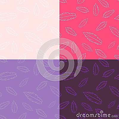 Simple seamless vector pattern with contours of feathers Vector Illustration
