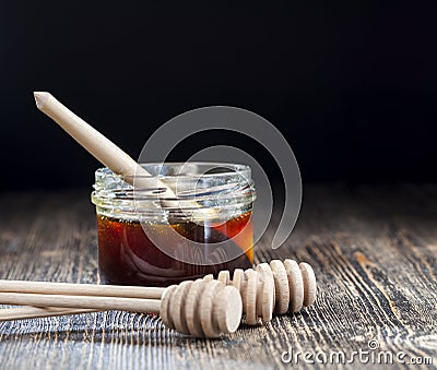 simple and self-made ladle honey spoon is made of wood Stock Photo