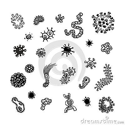 Simple set of bacteria virus vector icons for web design Vector Illustration