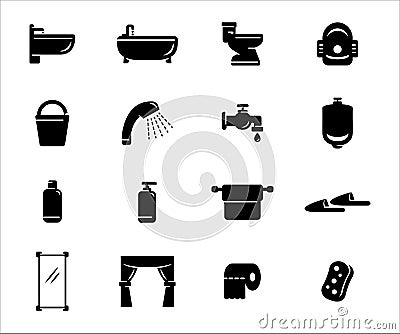 Simple Set of bath room and toilet Related Vector icon user interface graphic design. Contains such Icons as bathroom, toilet, Vector Illustration