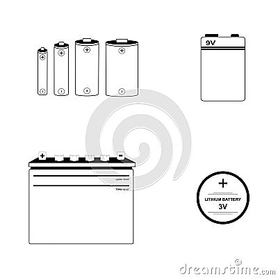 Simple Set of Batteries Related Vector Line Icons. Vector Illustration