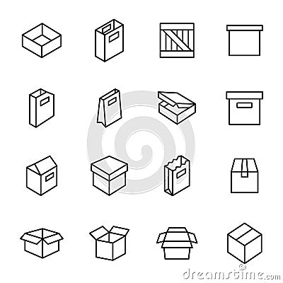 Simple set of box and crates Vector Illustration