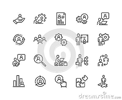 Line Business Management Icons Vector Illustration