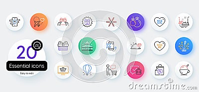 Simple set of Buyer think, Snowflake and Gift line icons. For web application. Vector Vector Illustration