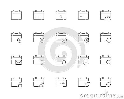 Simple set of Calendar related vector line web icons. Vector Illustration