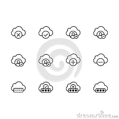 Simple set cloud storage vector line icon. Contains such icons data synchronization, cloud storage and security of photo Vector Illustration