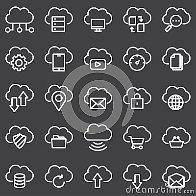 Simple Set of Computer Cloud Related Vector Line Icons Stock Photo