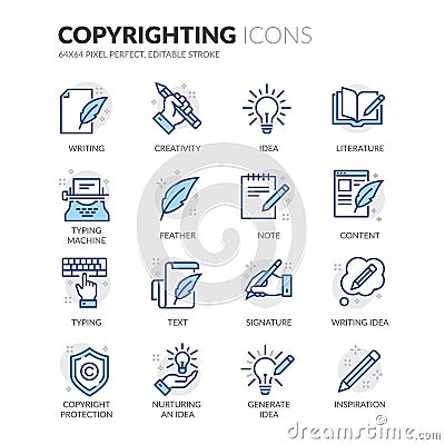 Line Copyrighting Icons Vector Illustration