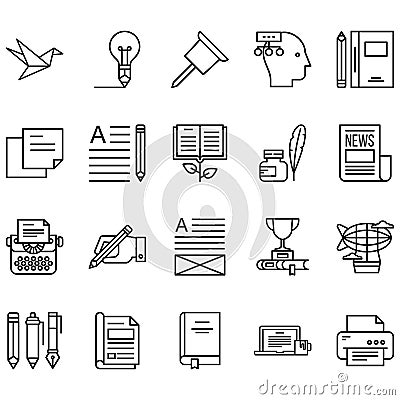 Simple set of Copywriting Related Line Icons. Vector Illustration
