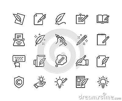 Line Copywriting Icons Vector Illustration