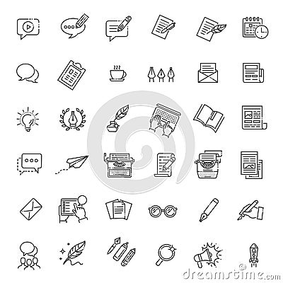 Simple Set of Copywriting Related Vector Line Icons Vector Illustration
