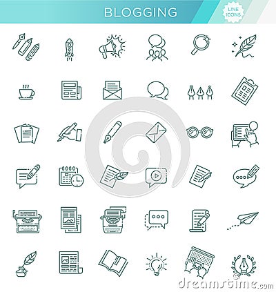 Simple Set of Copywriting Related Vector Line Icons Vector Illustration