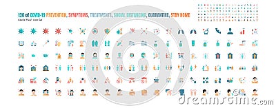 Simple Set of Covid-19 Prevention Flat Icons. such Icons as Protective Measures, Coronavirus, Hygienic Healthcare, Social Vector Illustration