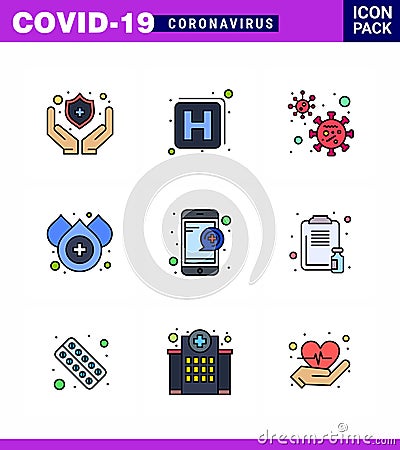 Simple Set of Covid-19 Protection Blue 25 icon pack icon included clipboard, question, covid, online, water Vector Illustration