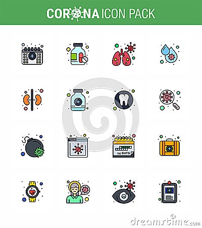 Simple Set of Covid-19 Protection Blue 25 icon pack icon included organ, human, infedted, platelets, dengue Vector Illustration