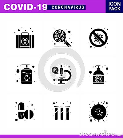 COVID19 corona virus contamination prevention. Blue icon 25 pack such as wash, handcare, bacteria, hand, danger Vector Illustration