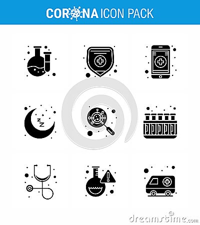 Simple Set of Covid-19 Protection Blue 25 icon pack icon included chemistry, interfac, mobile app, glass, rest time Vector Illustration