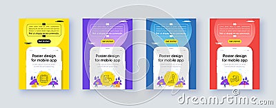 Simple set of Cpu processor, Hold document and Bitcoin graph line icons. For web application. Vector Vector Illustration