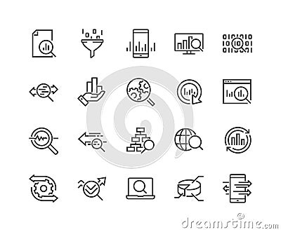 Line Data Analysis Icons Vector Illustration