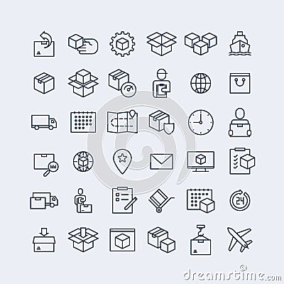 Simple Set of Delivery Related Vector Line Icons. Vector Illustration
