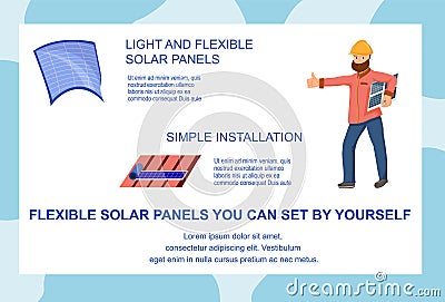 Simple Set Flexible Solar Panel by Yourself Banner Vector Illustration