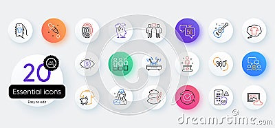 Simple set of 5g internet, Pillow and Fingerprint line icons. For web application. Vector Vector Illustration