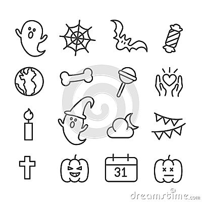 Simple set of Halloween minimal icon isolated. Modern outline on white background Vector Illustration