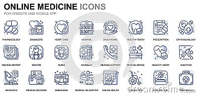 Simple Set Healthcare and Medical Line Icons for Website and Mobile Apps. Contains such Icons as Ambulance, First Aid Vector Illustration