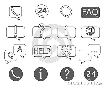 Simple Set of Help and Support Related Vector Line Icons. Vector Illustration