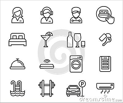 Simple Set of hotel service and facility Related Vector icon user interface graphic design. Contains such Icons as receptionist, Vector Illustration