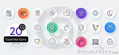 Simple set of Hypoallergenic tested, Tutorials and Puzzle line icons. For web application. Vector Vector Illustration