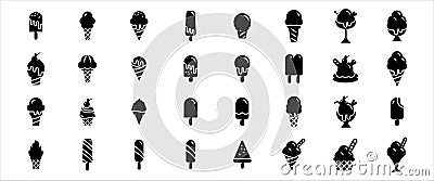 Simple Set of ice cream and dessert Related Vector icon graphic design. Contains such Icons as ice cream cone, pudding, creamy Vector Illustration