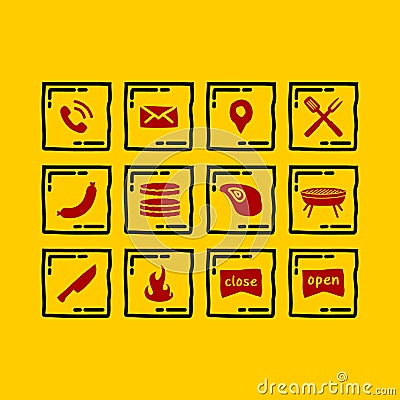 Simple Set icon of Barbecue Vector Illustration