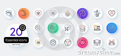 Simple set of Lgbt, Kiss me and Hold heart line icons. For web application. Vector Vector Illustration