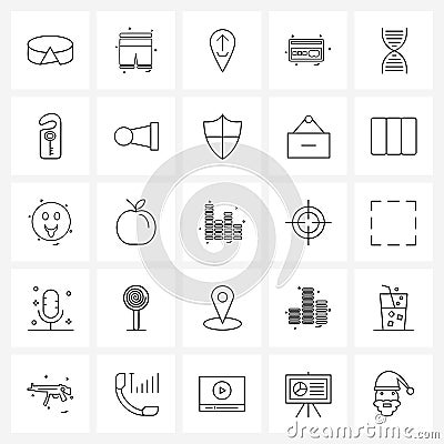 Simple Set of 25 Line Icons such as dna, storage device, location, storage, cassette Vector Illustration