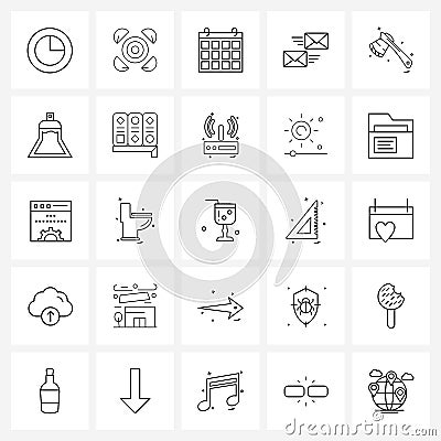 Simple Set of 25 Line Icons such as labor, tool, calendar, axe, letter Vector Illustration