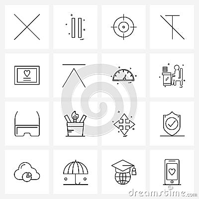 Simple Set of 16 Line Icons such as valentine, love, focus, image, format Vector Illustration