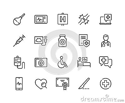 Line Medical Icons Vector Illustration