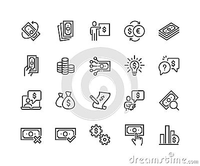 Line Money Icons Vector Illustration