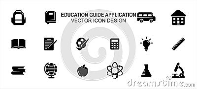 Simple Set of school education Vector icon user interface graphic design. Contains such Icons as backpack, book mark, school bus, Stock Photo