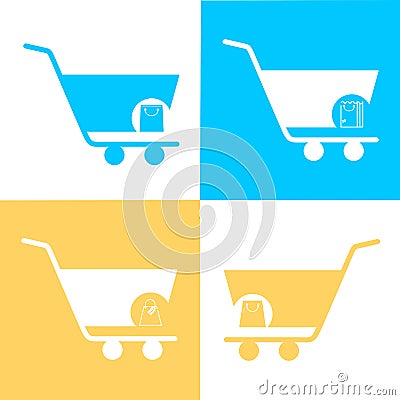Simple set of shopping cart, trolley vector icons. Contains such icons as mobile shop, web site, and ui. Cart flat collection of w Vector Illustration