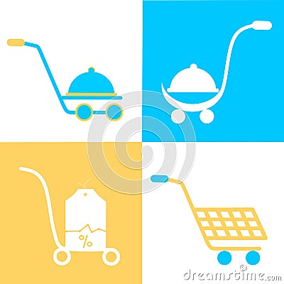 Simple set of shopping cart, trolley vector icons. Contains such icons as mobile shop, web site, and ui. Cart flat collection of w Vector Illustration